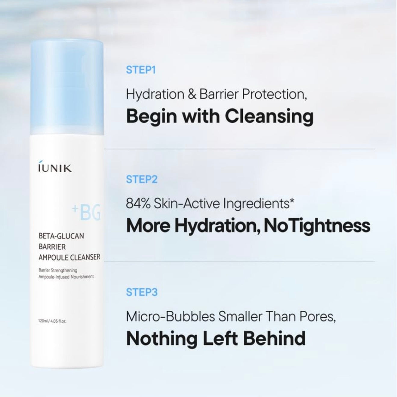 iUNIK - Beta Glucan Barrier Ampoule Cleanser (120ml)