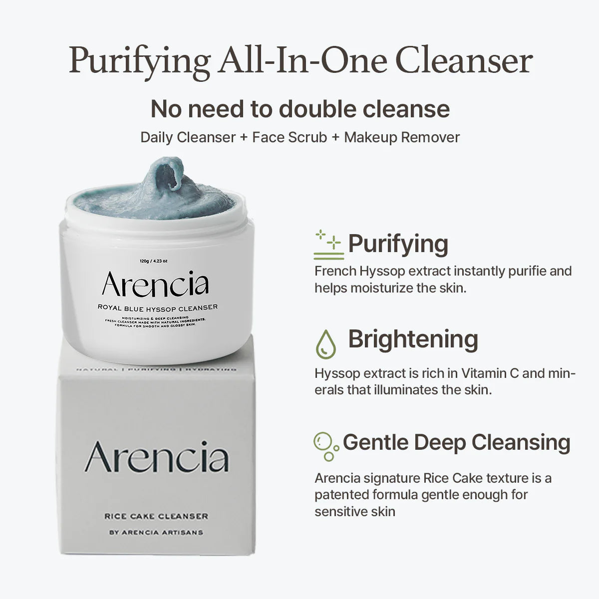 [ARENCIA] FRESH BLUE HYSSOP RICE MOCHI CLEANSER (120g)