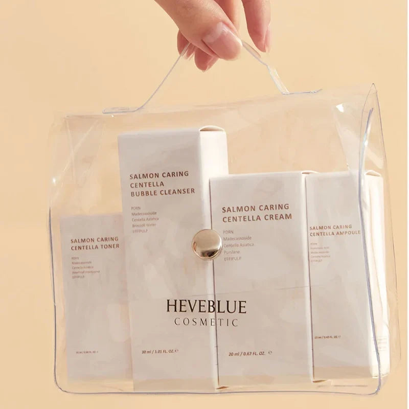 HEVEBLUE - Salmon Caring Centella Special Travel Kit Bag Set